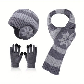 Light and warm set for Boys And Girls ear hat scarf and glove