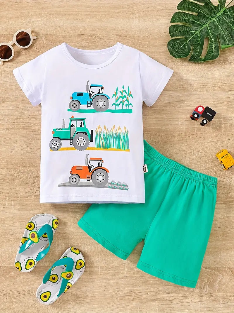 Boys Tractors Print Set