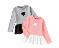 Cozy Knit Top with Heart Long Sleeve Soft Blouse