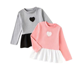 Cozy Knit Top with Heart Long Sleeve Soft Blouse