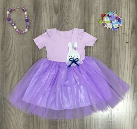 Girls Boutique Lilac Purple Tulle Easter Bunny Party Dress