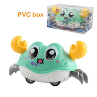 Cute Sensing Crawling Crab Baby Toys Interactive Walking Dancing with Music Automatically Avoid Obstacles Toys for Kids Toddler