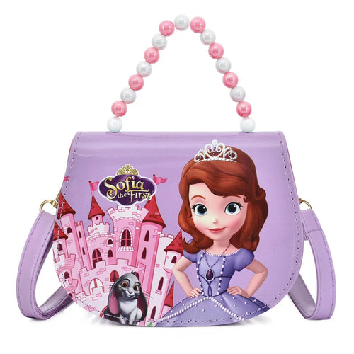 Disney Princess frozen Sofia pearl handle PU Cute fashion Leather