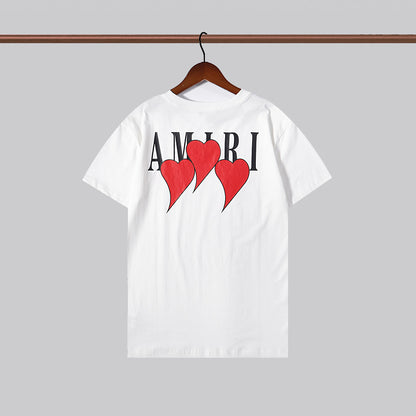 Cross-border foreign trade European and American fashion summer colorful letters amiri printed short sleeve men and women all-match round neck loose T-shirt