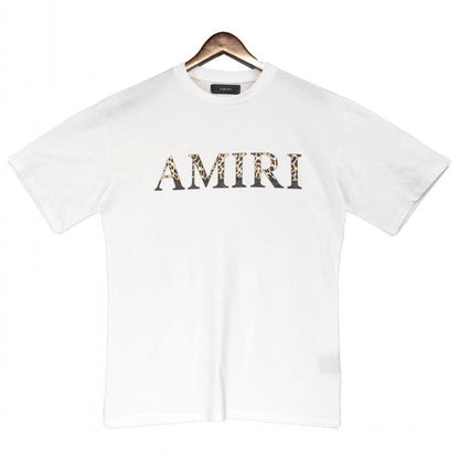 Cross-border wholesale correct version amiri splash ink flow paint camouflage starry sky graffiti letters short sleeve High Street sweethearts T-shirt