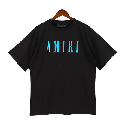 Cross-border wholesale correct version amiri splash ink flow paint camouflage starry sky graffiti letters short sleeve High Street sweethearts T-shirt