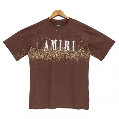 Cross-border wholesale correct version amiri splash ink flow paint camouflage starry sky graffiti letters short sleeve High Street sweethearts T-shirt