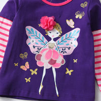 Adorable Purple Fairy Long Sleeve Cotton Tee