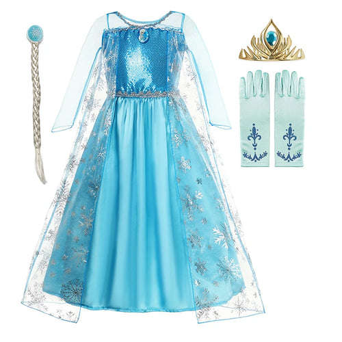 Elsa Dress for Girls Elsa Costume Snow Queen Anna Dress Cosplay