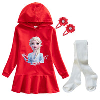 Frozen Elsa Princess Autumn Winter Sweatershirt Dresses Girls Long