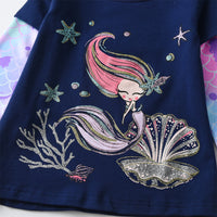 Mermaid Glitter Shell Cotton Tshirt for girls