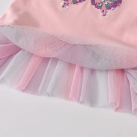 Adorable Pink Butterfly Sequin Kids Cotton Top
