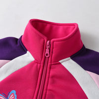 Children Winter Coat Fleece Zipper Jacket For Girls Butterfly Thick
