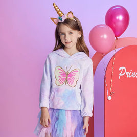 5t Butterfly Dye Fleece Hoodie - Pink and Gold
