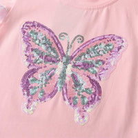 Adorable Pink Butterfly Sequin Kids Cotton Top