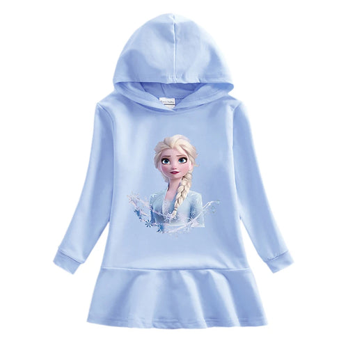 Frozen Elsa Princess Autumn Winter Sweatershirt Dresses Girls Long