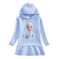 Frozen Elsa Princess Autumn Winter Sweatershirt Dresses Girls Long