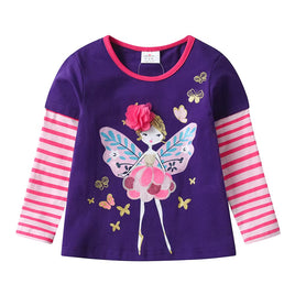 Adorable Purple Fairy Long Sleeve Cotton Tee