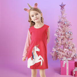 Cotton Long Sleeve Straight Unicorn Dress