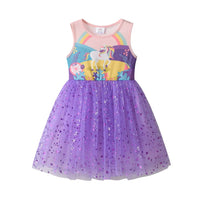Unicorn Rainbow Dress with Purple Tulle Skirt