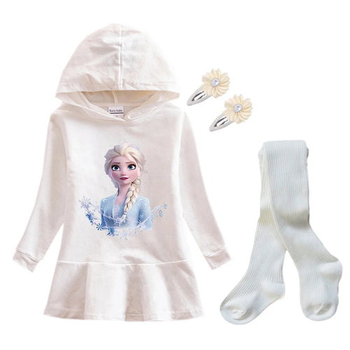 Frozen Elsa Princess Autumn Winter Sweatershirt Dresses Girls Long