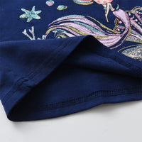 Mermaid Glitter Shell Cotton Tshirt for girls