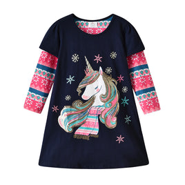 Christmas Unicorn Cotton Dress
