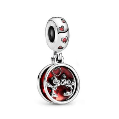 925 Silver Mickey Minnie Mouse Disney Charms Bead Pendant Fit