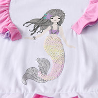 Adorable Mermaid Sequin Ruffles Cotton Long Sleeve Dress