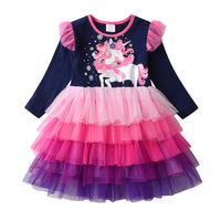 5t Girls Unicorn Cotton Dress with Ruffle Skirt