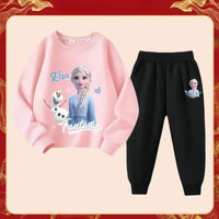 Disney Frozen Elsa Long Sleeve And Pants Two-piece Suit