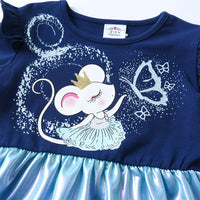 Shinny Cotton Mouse Blowing Butterfly Dress