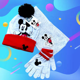 Disney Mickey Mouse Cartoon Scarf Hat glove three-piece