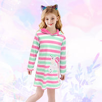 Hooded Unicorn Striped Straight Sequin Cotton Dress