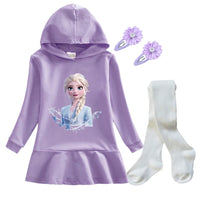 Frozen Elsa Princess Autumn Winter Sweatershirt Dresses Girls Long