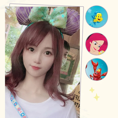 Disney Mickey Ears Ariel Princess Disneyland Beauty Fashion Bowknot