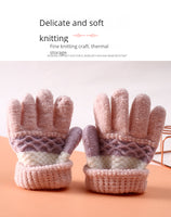 Warm Gloves 3-8 Year Old Boys and Girls Thickened Striped Knitted Full Finger Gloves