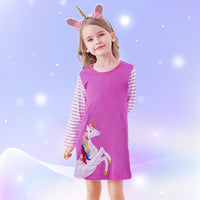 Cotton Long Sleeve Straight Unicorn Dress