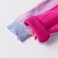 Adorable Pink Star Striped Pullover Knitwear Cotton Sweater for Autumn Winter