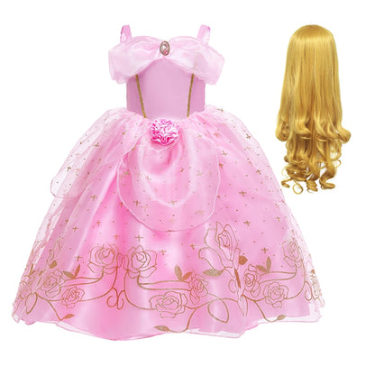 2023 Girls Sleeping Beauty Aurora Princess Cosplay Dress Kids