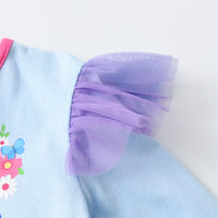 Unicorn Mesh Raffle Blue Cotton Dress