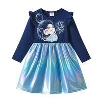 Shinny Cotton Mouse Blowing Butterfly Dress