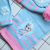 4-8Years children's hat Elsa princess  hat scarf gloves hat knitted set