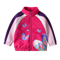 Children Winter Coat Fleece Zipper Jacket For Girls Butterfly Thick