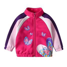Children Winter Coat Fleece Zipper Jacket For Girls Butterfly Thick