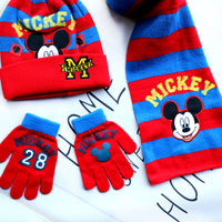 4-8Years boys Mickey hat scarf gloves hat knitted set