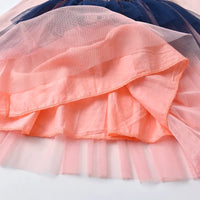 Sequin Bunny Star Ears Cotton Dress - Pink and Gold