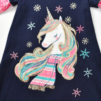 Christmas Unicorn Cotton Dress