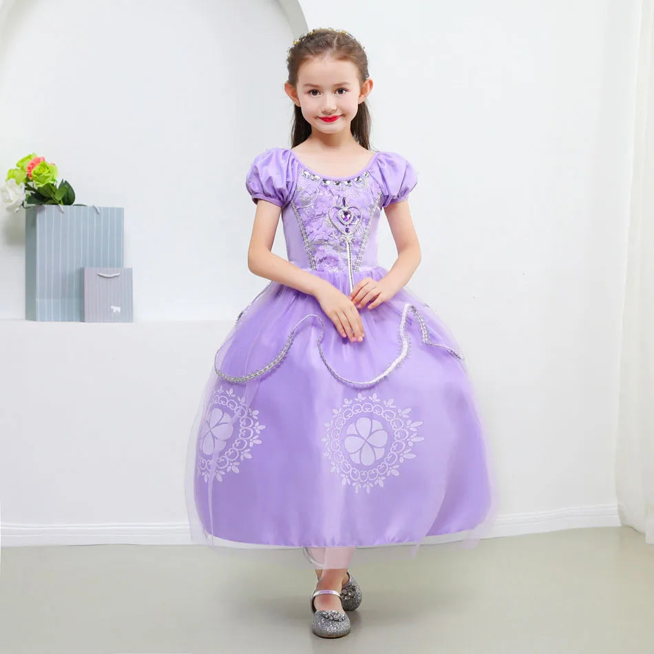 Kids Cartoon Sophia the First Anime Costume Girls Princess Dress