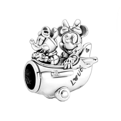 925 Silver Mickey Minnie Mouse Disney Charms Bead Pendant Fit